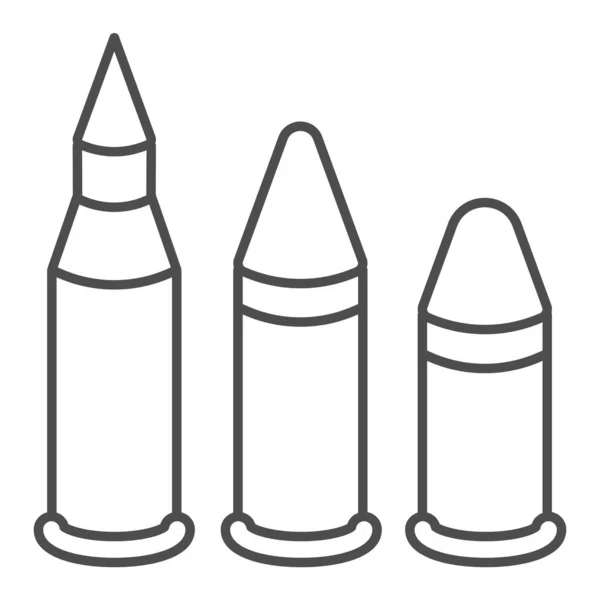 Geschosse dünne Linie Symbol. Illustration des Kalibervektors isoliert auf weiß. Munition umreißt Stil-Design, entworfen für Web und App. Eps 10. — Stockvektor