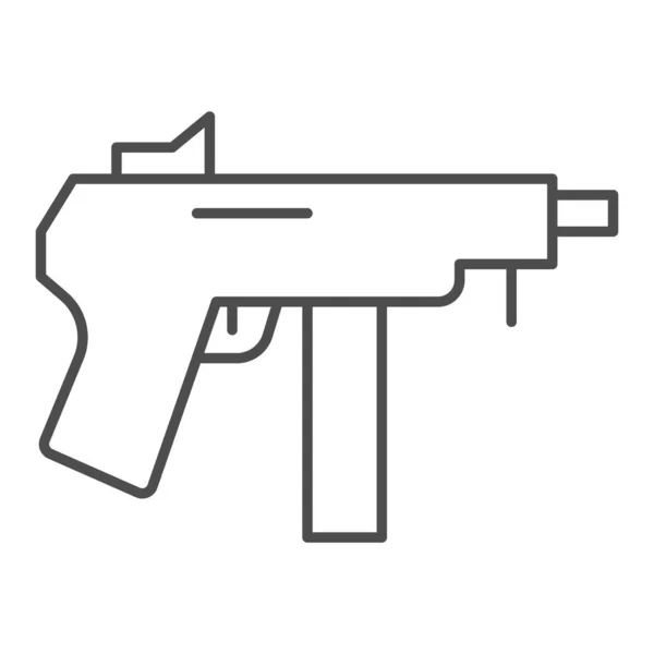 Machine gun thin line icon. Automatic bomb vector illustration isolated on white. Firearm outline style design, designed for web and app. Eps 10. — Stock Vector
