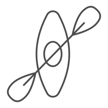 İnce çizgi ikonlu bir kano. Kano vektör illüstrasyonu beyazda izole edildi. Kürek çekme tasarımı, web ve uygulama için tasarlanmış. Eps 10.