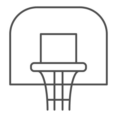 Basketbol potası ince çizgi ikonu. Basketbol halkası çizimi beyaza izole edilmiş. Basketbol ağı tasarımı, web ve uygulama için tasarlandı. Eps 10.