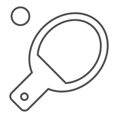 Masa tenisi ince çizgi ikonu. Ping pong vektör çizimi beyaza izole edildi. Masa tenisi raketi ve top tasarımı web ve uygulama için tasarlandı. Eps 10.