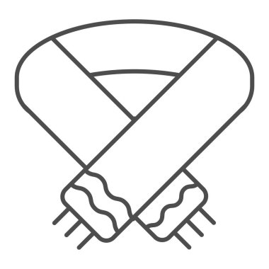 Atkı ince çizgi simgesi. Kışlık kıyafet vektör çizimi beyaza izole edildi. Sıcak giysi tasarımı, web ve uygulama için tasarlanmış. Eps 10.