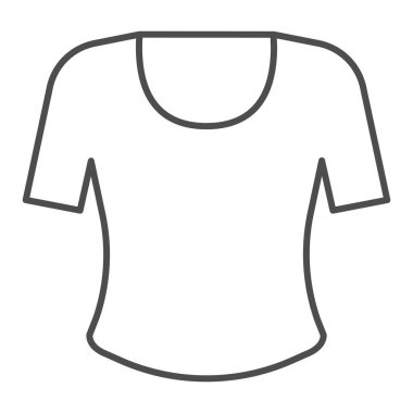 Tişört ince çizgi simgesi. Gömlek vektör çizimi beyaza izole edildi. Günlük kıyafet tasarımı, web ve uygulama için tasarlanmış. Eps 10.