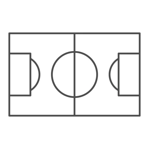 Campo de fútbol icono de línea delgada. Ilustración vectorial de campo de fútbol aislado en blanco. Diseño de estilo de esquema de estadio, diseñado para web y aplicación. Eps 10 . — Archivo Imágenes Vectoriales