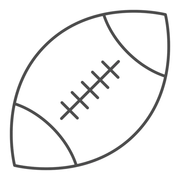 Piłka rugby cienka ikona linii. Amerykańska piłka nożna wektor ilustracji izolowane na białym. Sprzęt sportowy zarys stylu projektowania, przeznaczony do sieci web i aplikacji. Eps 10. — Wektor stockowy