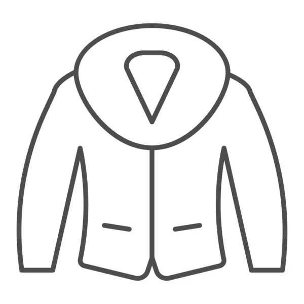 Kürk ince çizgi ikonlu ceket. Kışlık giysi çizimi beyaza izole edildi. Ağ ve uygulama için tasarlanmış outwear tasarımı. Eps 10. — Stok Vektör