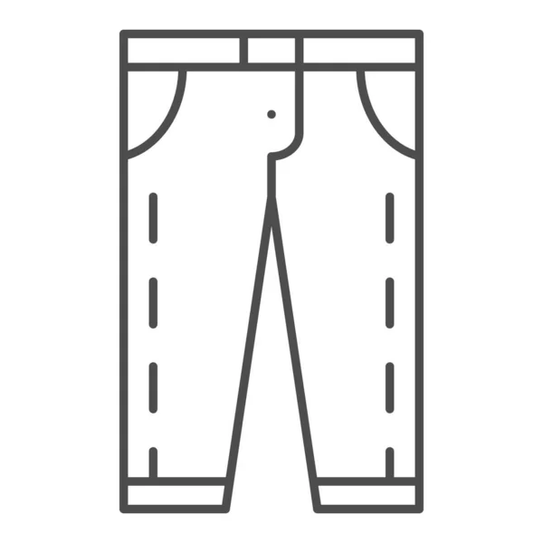 牛仔裤细线图标。在白色上孤立的裤子矢量图解。裤子设计风格概述,专为网络和应用设计.Eps 10. — 图库矢量图片