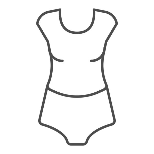 Mujer underware icono de línea delgada. Señora ropa interior ilustración vectorial aislado en blanco. Camiseta y bragas esbozan el diseño de estilo, diseñado para la web y la aplicación. Eps 10 . — Vector de stock