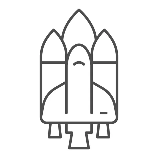 Prom cienkiej linii ikony. Ilustracja wektora rakiety odizolowana na białym. Statek kosmiczny zarys stylu projektowania, przeznaczony do sieci web i aplikacji. Eps 10. — Wektor stockowy