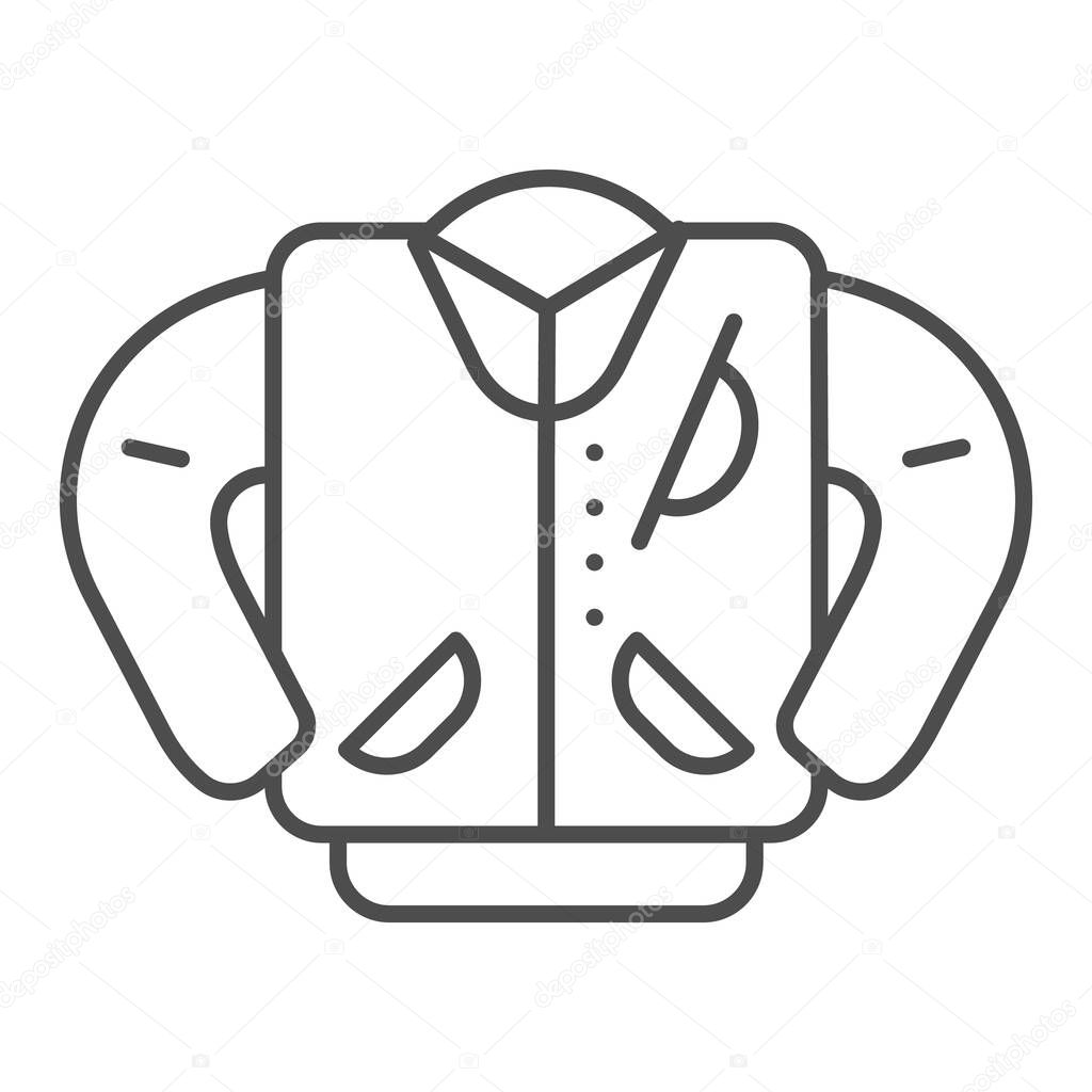 Letterman jacket thin line icon. High school jacket vector illustration isolated on white. Uniform outline style design, designed for web and app. Eps 10.