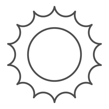 Güneş ince çizgi simgesi. Yıldız vektör çizimi beyaza izole edildi. Sunshine tasarımı, web ve uygulama için tasarlandı. Eps 10.