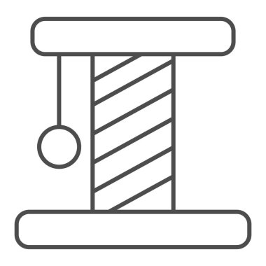 Kedi kaşıyıcı ince çizgi ikonu. Evcil hayvan oyuncağı vektör çizimi beyaza izole edildi. Kedi tırmığı tasarımı, web ve uygulama için tasarlanmış. Eps 10.