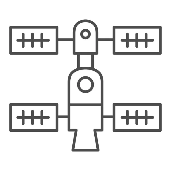 Stazione orbitale spaziale icona linea sottile. Illustrazione vettoriale astronave isolata su bianco. Tecnologia spaziale design stile contorno, progettato per il web e app. Eps 10 . — Vettoriale Stock