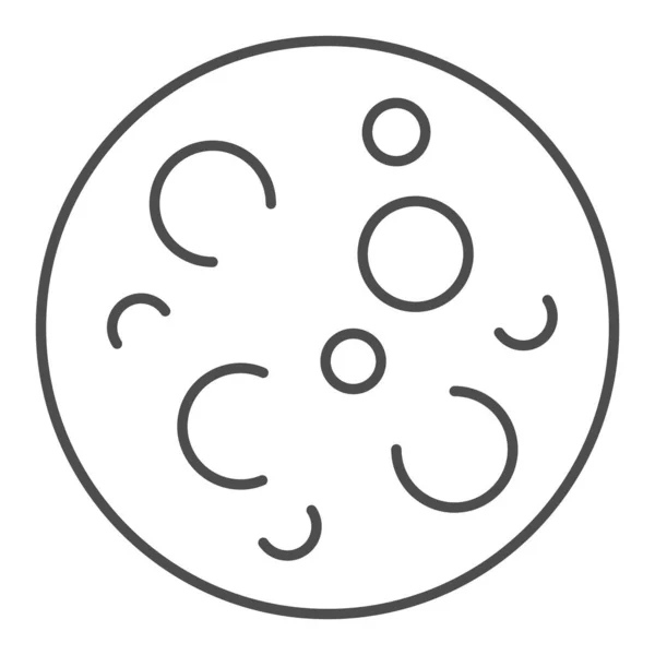 Luna con cráteres icono de línea delgada. Ilustración vectorial de luna llena aislada en blanco. Diseño de estilo de contorno de espacio, diseñado para web y aplicación. Eps 10 . — Vector de stock