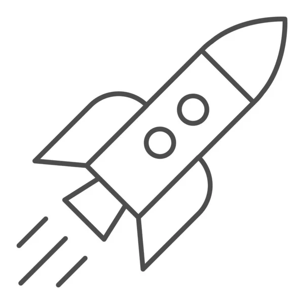 Rakete im Flug dünne Linie Symbol. Starten Sie Vektordarstellung isoliert auf weiß. Shuttle Outline Style Design, entworfen für Web und App. Eps 10. — Stockvektor