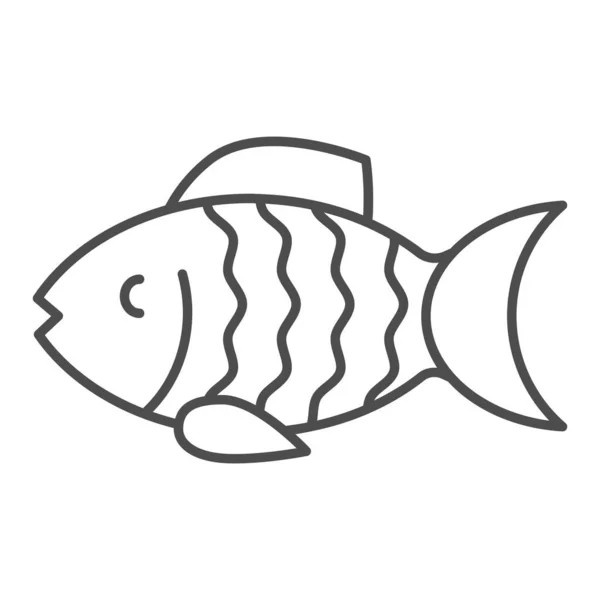 魚の細い線のアイコン。白い部分に水性ベクトル図。Webやアプリ用に設計された動物アウトラインスタイルのデザイン。Eps 10. — ストックベクタ