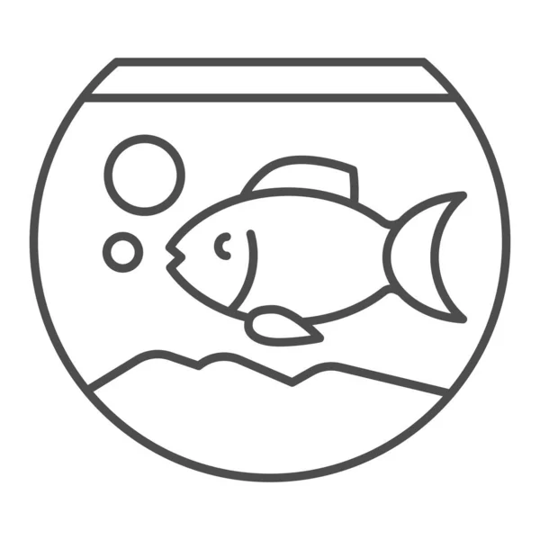 Akvarium tunn linje ikon. Fisk i akvarium vektor illustration isolerad på vitt. Fishbowl skissera stil design, utformad för webb och app. Eps 10. — Stock vektor