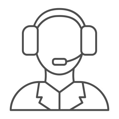 Teknik destek ince çizgi simgesi. Merkezi vektör illüstrasyonunu beyaza bağla. Web ve uygulama için tasarlanmış tasarım tasarımı. Eps 10.