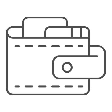 Cüzdan ince çizgi simgesi. Para vektörü çizimi beyaza izole edildi. Nakit tasarımı, web ve uygulama için tasarlanmış. Eps 10.
