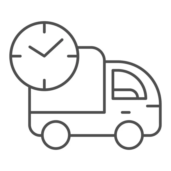 Entrega rápida icono de línea delgada. Entrega de coches express vector ilustración aislada en blanco. Diseño de estilo de contorno de envío de camiones, diseñado para web y aplicación. Eps 10 . — Vector de stock