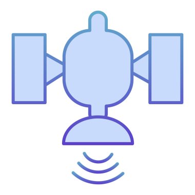 Uydu düz simgesi. Küresel bağlantı mavi simgeleri modada düz biçimde. Yayın konsepti gradyan stil tasarımı, web ve uygulama için tasarlandı. Eps 10.