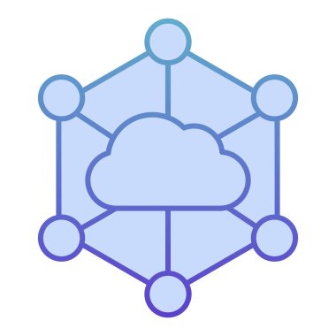 Veri bulutu simgesi. Bilgisayar depolama mavi simgeleri modada düz biçimde. Datacenter gradyan stil tasarımı, web ve uygulama için tasarlandı. Eps 10.