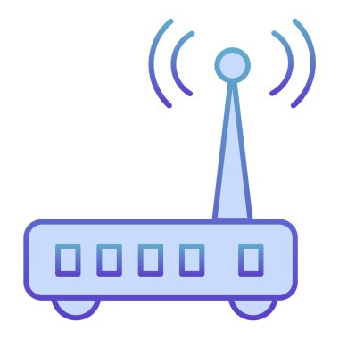 Yönlendirici düz simge. Moda düz stil Wi fi mavi ikonlar. İnternet ve uygulama için tasarlanmış kablosuz ağ gradyan tasarımı. Eps 10.