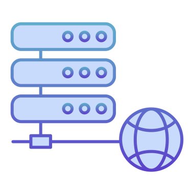 Sunucu düz simgesi. Veri depolama mavi simgeleri modada düz. Bilgisayar depolama gradyan tasarımı, web ve uygulama için tasarlandı. Eps 10.