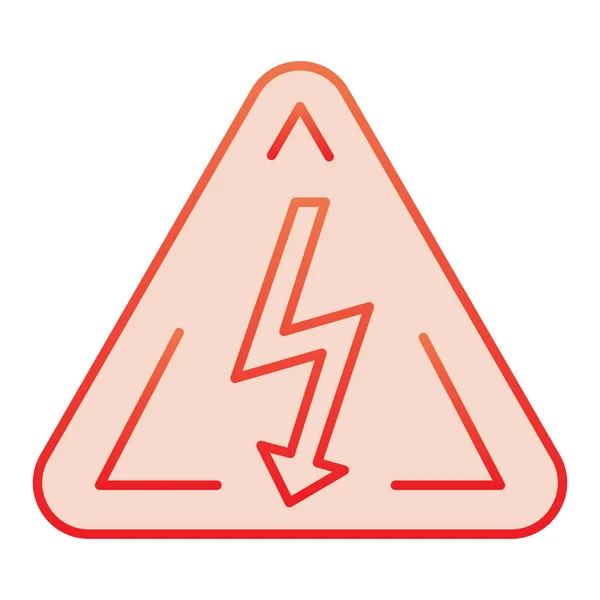 Ícone plano de sinal de alta tensão. Ícones vermelhos da eletricidade do perigo no estilo liso moderno. Símbolo de perigo triangular com design estilo gradiente relâmpago, projetado para web e app. Eps 10 . — Vetor de Stock