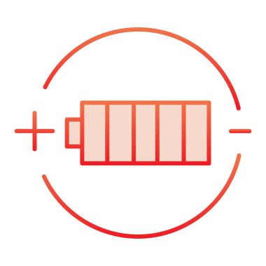 Batarya şarjı ikonu. Son moda düz akü kırmızı ikonlar. Ağ ve uygulama için tasarlanmış alkali gradyan stil tasarımı. Eps 10.