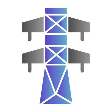 Yüksek voltaj hattı düz simgesi. Düz moda elektrik kulesi renk simgeleri. Elektrik gradyan tasarımı, ağ ve uygulama için tasarlanmış. Eps 10.