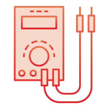 Dijital çoklu metre düz simge. Elektrik test eden kırmızı simgeler son moda düz stilde. Voltmetre gradyan tasarımı, web ve uygulama için tasarlandı. Eps 10.
