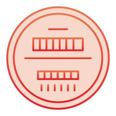 Elektrik güç düzlüğü simgesini ölçmek için karşı kutu. Elektrik sayacı kırmızı simgeler modaya uygun düz stil. Ağ ve uygulama için tasarlanmış elektirikli cihaz gradyan tasarımı. Eps 10.