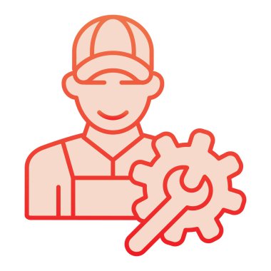 Elektrik mühendisi düz simge. İşçi kırmızı simgeleri son moda düz stil. Sanatçılar gradyan stil tasarımı, web ve uygulama için tasarlandı. Eps 10.