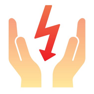 Ellerinde yıldırım simgesi var. Elektrik renk simgelerini modaya uygun düz şekilde kaydet. Elektrik güvenliği gradyan tasarımı, ağ ve uygulama için tasarlanmış. Eps 10.