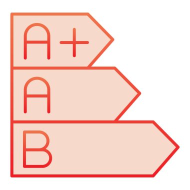 Enerji verimliliği şeması düz simge. Enerji verimliliği derecelendirme kırmızı simgeler modada düz stil. Güç verimliliği gradyan tasarımı, web ve uygulama için tasarlandı. Eps 10.