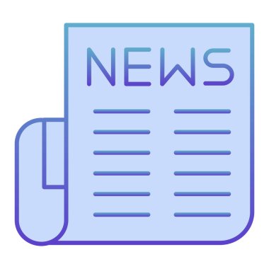 Gazete yassı ikonu. Modaya uygun mavi ikonlar. Yayınlama gradyan tasarımı, web ve uygulama için tasarlandı. Eps 10.