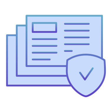 Doğrulanmış kağıt simgesi. Düz moda mavi simgeleri işaretle. Onaylanmış belge gradyan tasarımı, web ve uygulama için tasarlandı. Eps 10.