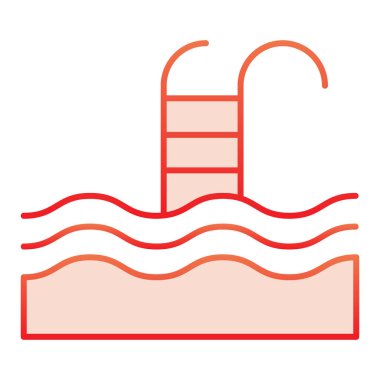 Yüzme havuzu düz ikonu. Su sporları kırmızı ikonlarının modaya uygun düz stili. Yüzme gradyanı tasarımı, ağ ve uygulama için tasarlanmış. Eps 10.
