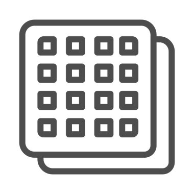 Kare kurabiye çizgisi ikonu, şekerleme konsepti, beyaz arka planda çıtır bisküvi işareti, mobil konsept ve web tasarımı için ana hatlı sağlıklı kraker ikonu. Vektör grafikleri.