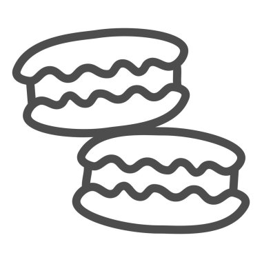 Makaron çizgisi ikonu, şekerleme konsepti, beyaz arka planda badem kurabiyesi tatlı tabelası, mobil konsept ve web tasarımı için ana hatlı simge simgesi. Vektör grafikleri.