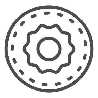 Donut çizgisi ikonu, şekerleme konsepti, beyaz arka planda tatlı kızarmış fırın tabelası, mobil konsept ve web tasarımı için ana hatlı çörek ikonu. Vektör grafikleri.