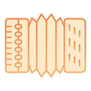 Akordiyon düz simgesi. Armonika turuncu simgeleri düz moda. Ağ ve uygulama için tasarlanmış müzik enstrümanı gradyan tasarımı. Eps 10.