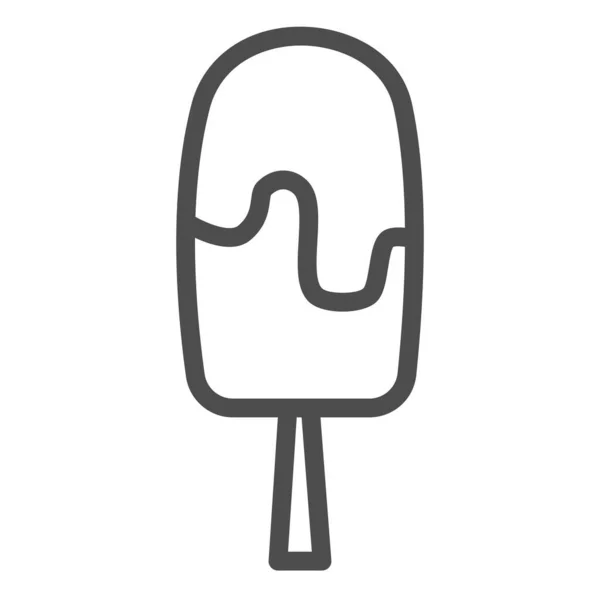 Icône de ligne de crème glacée, concept de confiserie, eskimo avec glaçure au chocolat noir signe sur fond blanc, icône lolly Ice dans le style de contour pour concept mobile et web design. Graphiques vectoriels . — Image vectorielle
