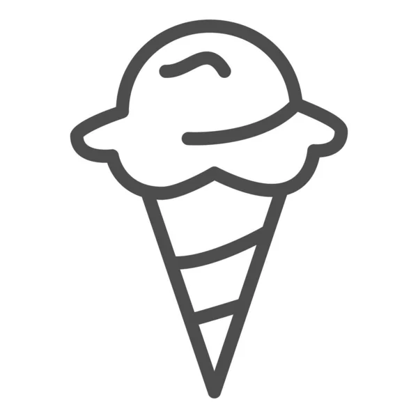 Ícone de linha de sorvete, conceito de confeitaria, sorvete em waffle cone sinal no fundo branco, ícone Sundae em estilo esboço para o conceito móvel e web design. Gráficos vetoriais . —  Vetores de Stock