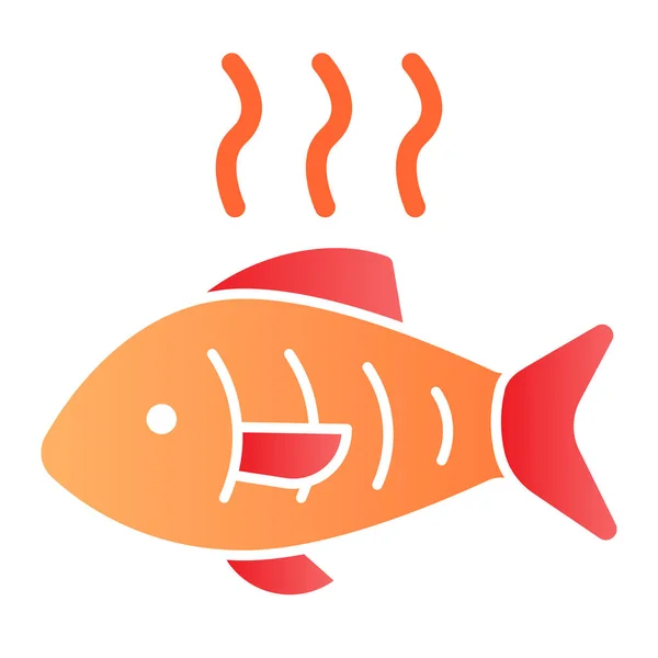Pescado caliente icono plano. Iconos de color pescado a la parrilla en estilo plano de moda. Diseño de estilo degradado de mariscos freír, diseñado para la web y la aplicación. Eps 10 . — Vector de stock