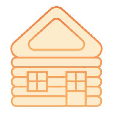 Tahta ev ikonu. Log kabin turuncu simgeleri modaya uygun düz stil. Ev gradyanı tasarımı, web ve uygulama için tasarlanmış. Eps 10.