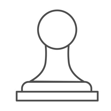 İnce çizgi ikonu, ofis malzemeleri konsepti, beyaz arka planda kauçuk damga işareti, mobil konsept ve web tasarımı için taslak biçimli retro onay sözleşmesi sembolü. Vektör grafikleri.