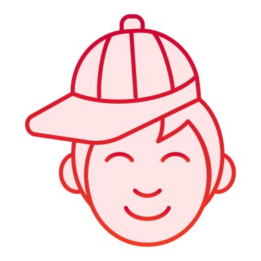 Düz ikonlu çocuk. Beyzbol şapkası takan genç adam son moda düz stil kırmızı ikonlar giyiyor. Şapka gradyan tasarımlı erkek, ağ ve uygulama için tasarlanmış. Eps 10.