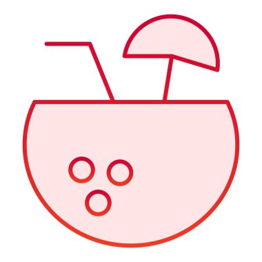 Hindistan cevizi kokteyli ikonu. Hindistancevizi kırmızısı simgeleri düz moda. Ağ ve uygulama için tasarlanmış tropik içecek gradyan tarzı tasarım. Eps 10.